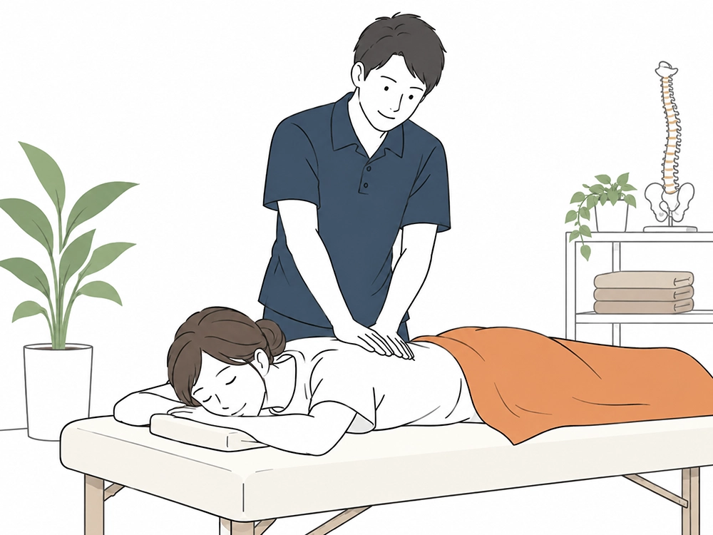 姿勢や身体のバランスを確認している様子
